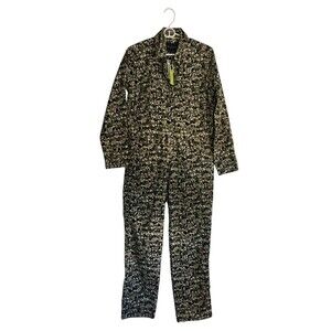 BP + Wildfang Jumpsuit Women's Size XS Green Camo Cotton Blend Denim